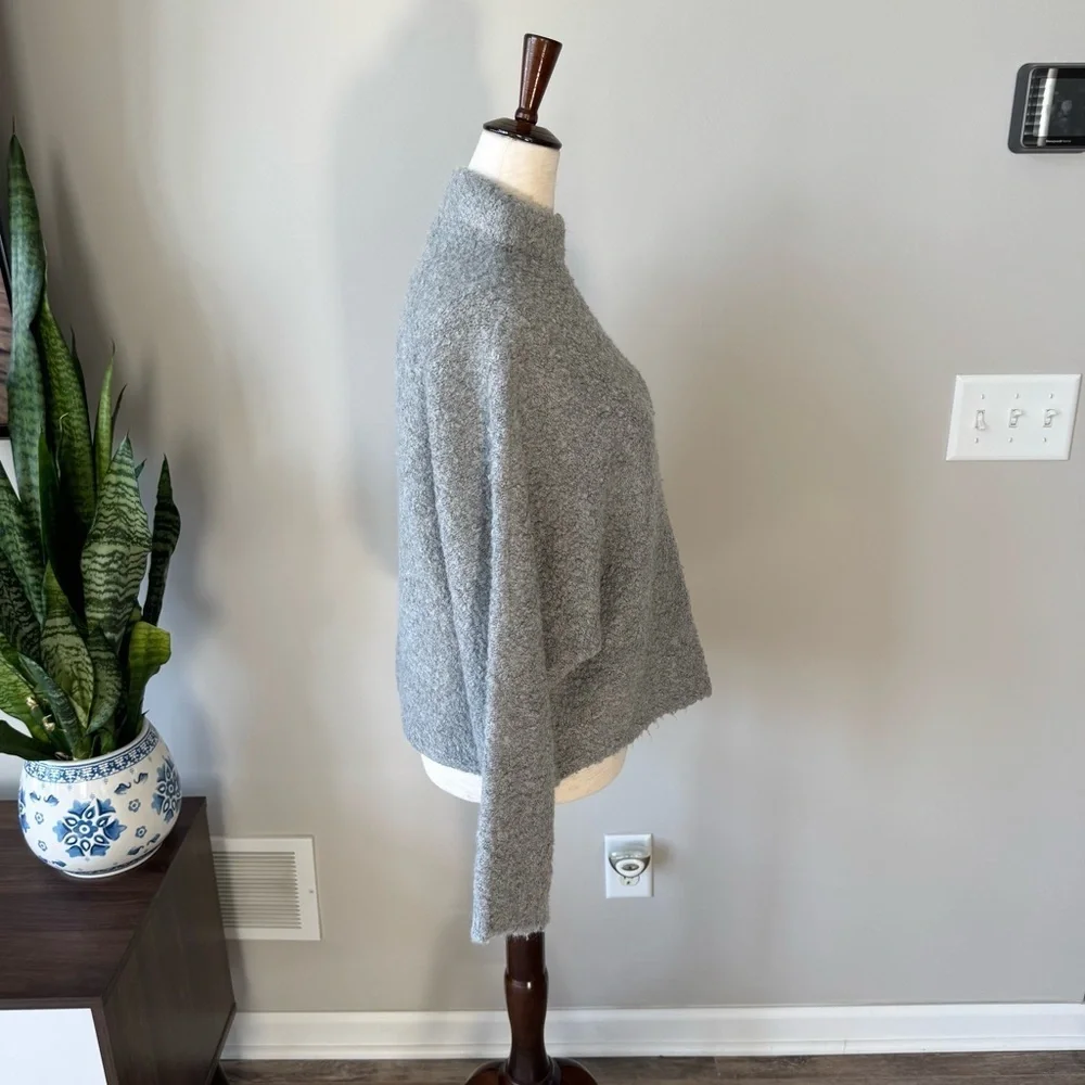 Abercrombie & Fitch 3/4 Sleeve Cozy Part Wool Gray Mock Neck Sweater - Size: S/M